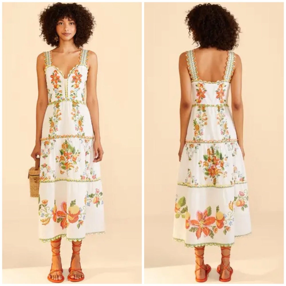Farm Rio Mixed Tropical romance midi dress - Picture 3 of 10